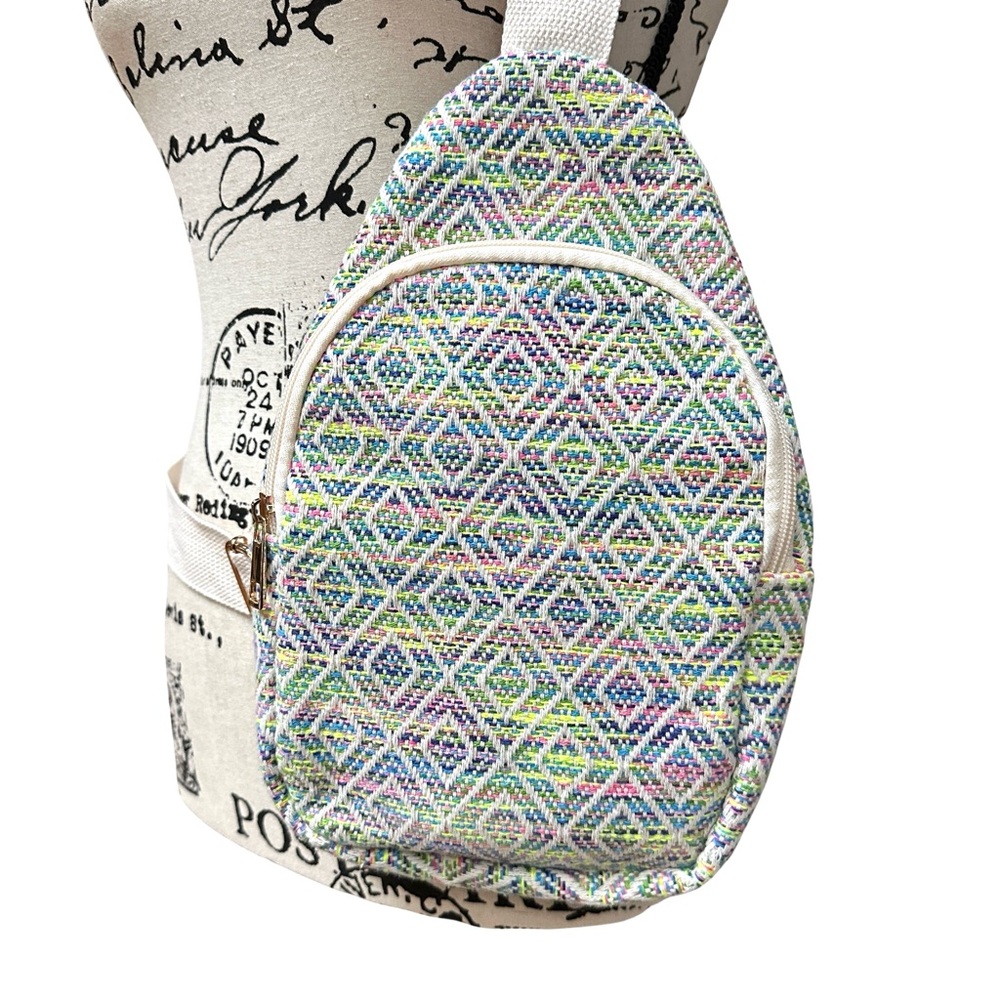 Aztec Print Crossbody Sling Bag Lightweight Geometric Backpack Travel Bag - Picture 8 of 11